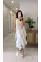 Leon White Asymmetrical Cut Lace Detailed Lined Skirt - 4