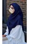 Premium Jacquard Oversized Scarf - Navy Blue - 8