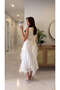 Leon White Asymmetrical Cut Lace Detailed Lined Skirt - 3