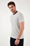 Striped men's t-shirt 4039 ecru-indigo striped - 2