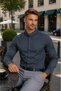 Men's Long Sleeve Slimfit Narrow Fit Court Collar Cotton Satin Casual Office Shirt - 2