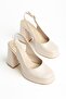 Berry Women's Beige Patent Leather Platform Closed Toe Thick Heeled Shoes - 2