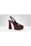 Matteo Burgundy Patent Leather Open Back Pointed Toe Double Platform High Heeled Shoes - 3