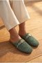 Premium Women's Knitted Mule Slippers with Gold Buckle for Indoor and Outdoor Summer Casual Stylish Slippers