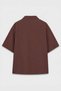 Lyocell blend striped zippered linen shirt - burgundy - 3