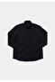 Regular Fit Shirt Neck Plain Men's Navy Blue Long Sleeve Shirt - 4
