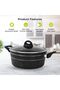 Casserole Dish with Tempered Glass Lid, Non-Stick Granite Coating, Induction, Black (26 CM) - 2