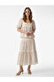 Cotton Voile Fabric Lace Detailed Square Collar Short Balloon Sleeve Floral Blouse - 3