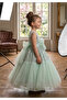 Girl's Mint Green Evening Dress with Sequins and Tulle Detail - 3