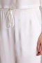 F5024Axwt32 White Wide Leg High Waist Standard Length Linen Blend Trousers with Pockets - 5