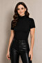 Women's 4-Piece Half Turtleneck Badi Short Sleeve Lycra Basic Bodysuit - 2