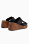 Gerdh Genuine Leather Black Wedge Heeled Women's Slippers - 5