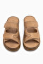 Aditi Genuine Leather Beige Double-Strapped Women's Slippers - 4