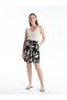 Women's Floral Linen Blended Shorts with Elastic Waist - 2