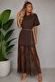 Women's Crew Neck Oversized Jersey Dress with Lace Hem 26032 - 4