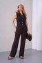 Women's Shirt Collar Button Detail Gathered Blouse Trousers Two-Piece Set 26021 - 3