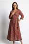 Rochie midi din bumbac imprimat manual