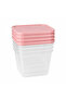 مجموعة من 4 حاويات تخزين، (4x2 لتر)، حاوية طعام بسعة إجمالية 4 لتر، قابلة للتركيب، مع أغطية، صندوق تخزين بلاستيكي، منظم للمطبخ، لون وردي-كريمي-فضي-رمادي - 4