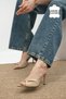Serena Skin Color Genuine Leather Women's Heeled Slippers - 3