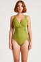 Women's Plus Size Swimsuit Double Breasted V-Neck Sleeveless Tie Detail Plain Pattern Knitted Water Resistant Beachwear - 4