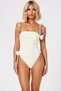 Women's Swimsuit Strapless Sleeveless Regular Fit Floral Applique Detailed Knitted Terry Fabric Beachwear - 4