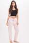 Women's regular fit classic cut viscose elastic waist bow detailed printed pink pajama bottoms - 9