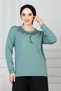 Women's Aqua Green Lycra Long Sleeve Front Patterned Mother's Combed Cotton Blouse Mother's Day Special Day - 5