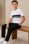 6-15 Years Old Boys' White Striped Polo Collar T-Shirt Black Fabric Trousers Stylish Combination - 2