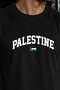 Black Palestine Printed Crew Neck Sports Athlete's Undershirt Premium Thick Cotton Single Jersey Fabric Men's - 2