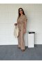 Short Sleeve Gathered Zippered Tensel Set - 6
