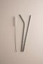 Stainless Steel Straw Set of 3 – 2 Metal Straws (21.5 cm) + Cleaning Brush |   Reusable Steel Straw