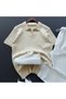 Nurse Collar Ribbed Knitwear T-Shirt + Ribbed Trousers 2-Piece Combination - 4