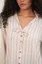 Women's Lace-Up Striped Linen Shirt 995 - Burgundy - 5