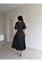 Stri̇pes Polka Dot Midi Dress 5522 - Black - 3