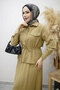 Pocketed Gathered Waist Skirt Suit Tsd260171 Green - 2