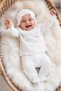 Floral Embroidered Scallop Detailed Seasonal Cotton Newborn Baby Girl Hospital Discharge Bodysuit Set 0-3 Months - 7