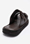 Men's Double-Strapped Slippers Real Leather Dc 1602 Brown - 4