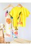 Girl's Yellow Palm Tree and Flamingo Printed Top and Bottom Set - 3