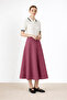 Plum Pleated Flared Midi Skirt