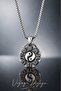 Stainless Steel Antique Anthracite Yin Yang Necklace