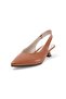 Vega Tan Color Short Heeled Women's Shoes - 7