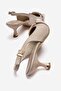 Women's Buckle-Strapped Open-Back Thin Heeled Shoes Cream Yanki̇ - 4