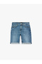 Normal Waist Cotton Bermuda Slim Fit Jean Shorts - 5