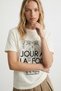 26Ytsh01478 Women's T-Shirt with Print and Embroidery Detail