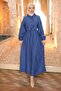 Cobalt Blue Collar Detail Elastic Waist Dress - 2