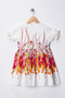 Girls Colorful Floral Print Short Sleeve Ruffle Summer Dress - 3