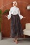 Molly Nelly Women's Printed Chiffon Polka Dot Lined Long Skirt - 2