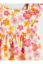 Nevavm Square Collar Patterned Girl's Dress with a Difference - 3