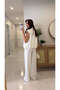 Noksa White Sequined Vest and Pants Set - 4