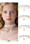 Girls White Lace Choker Necklace with Charms